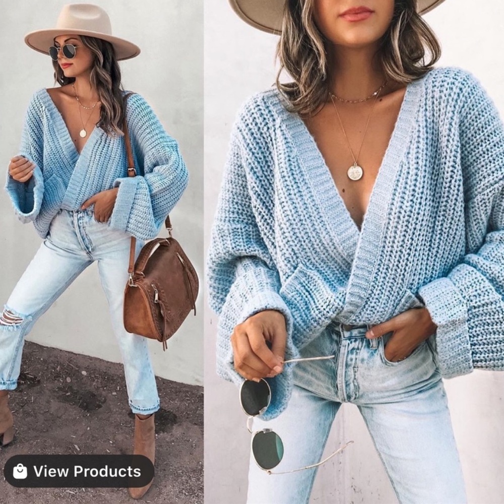Vici blue pocketed cardigan